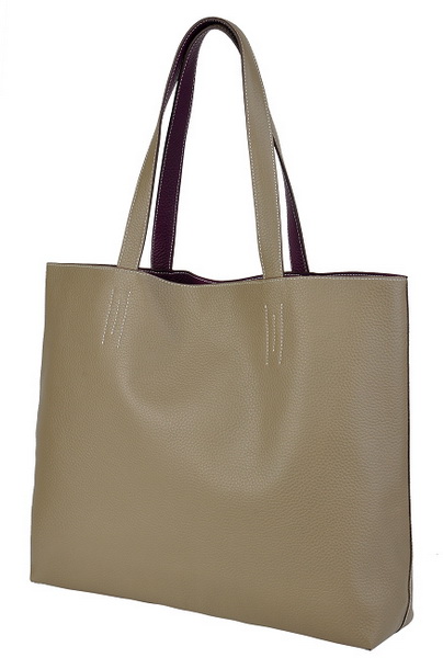 Best Hermes Reversible Leather Handbag Grey/Purple 519020